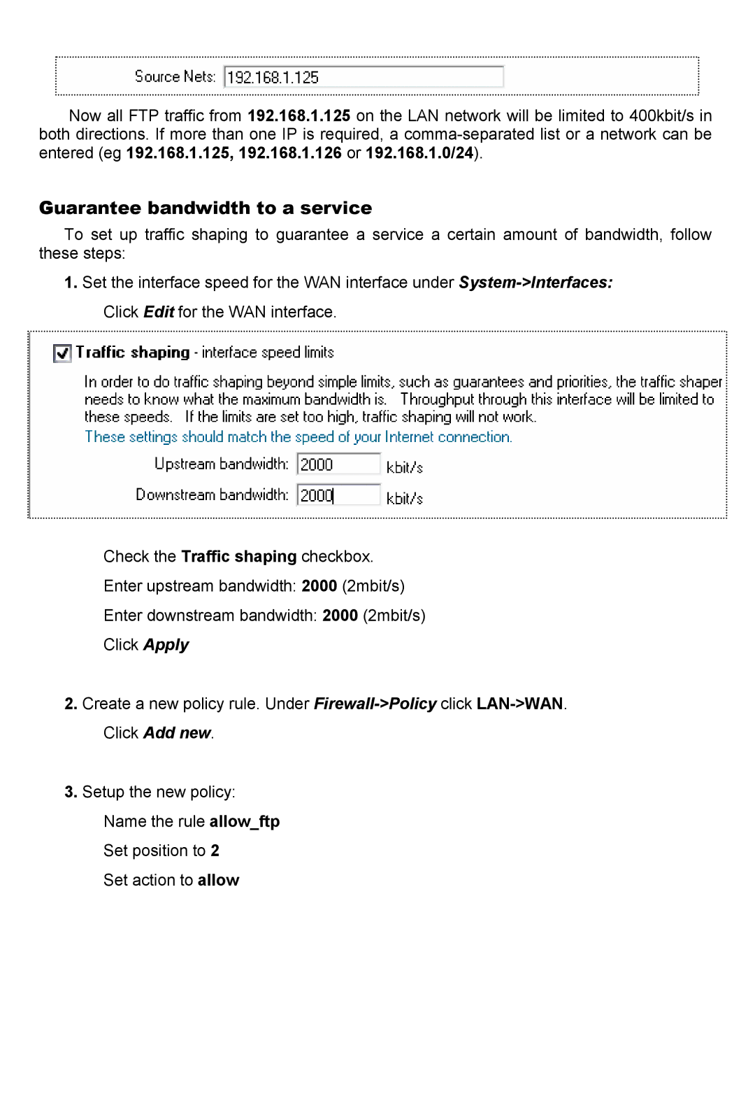 D-Link DFL-700 manual Guarantee bandwidth to a service 