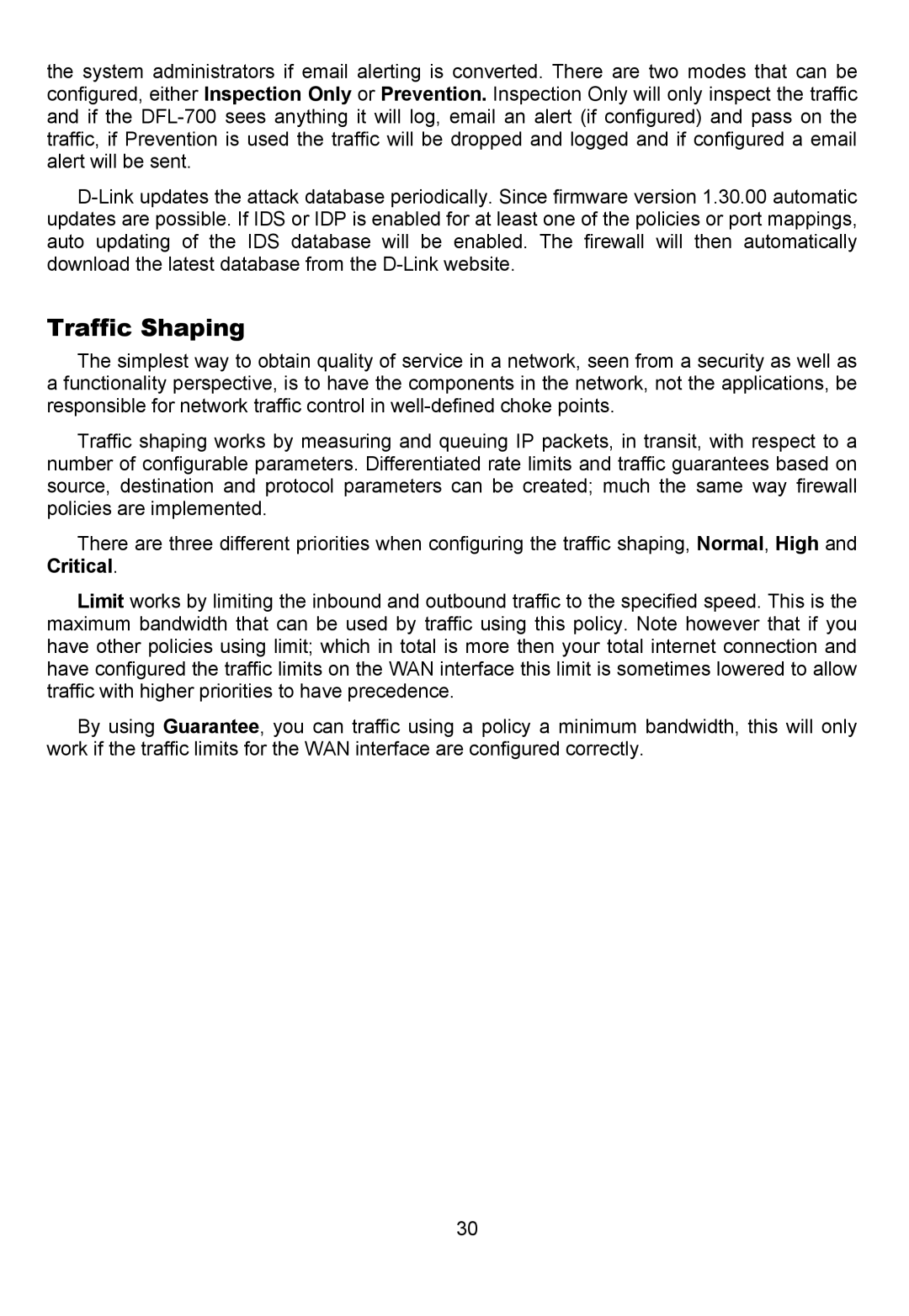 D-Link DFL-700 manual Traffic Shaping 