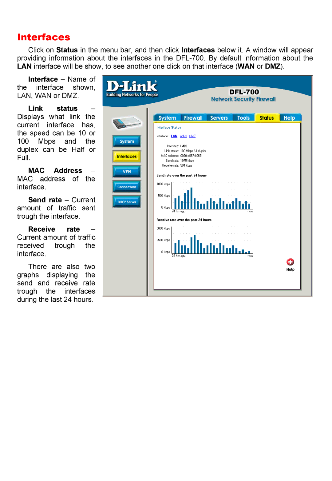 D-Link DFL-700 manual Interfaces 