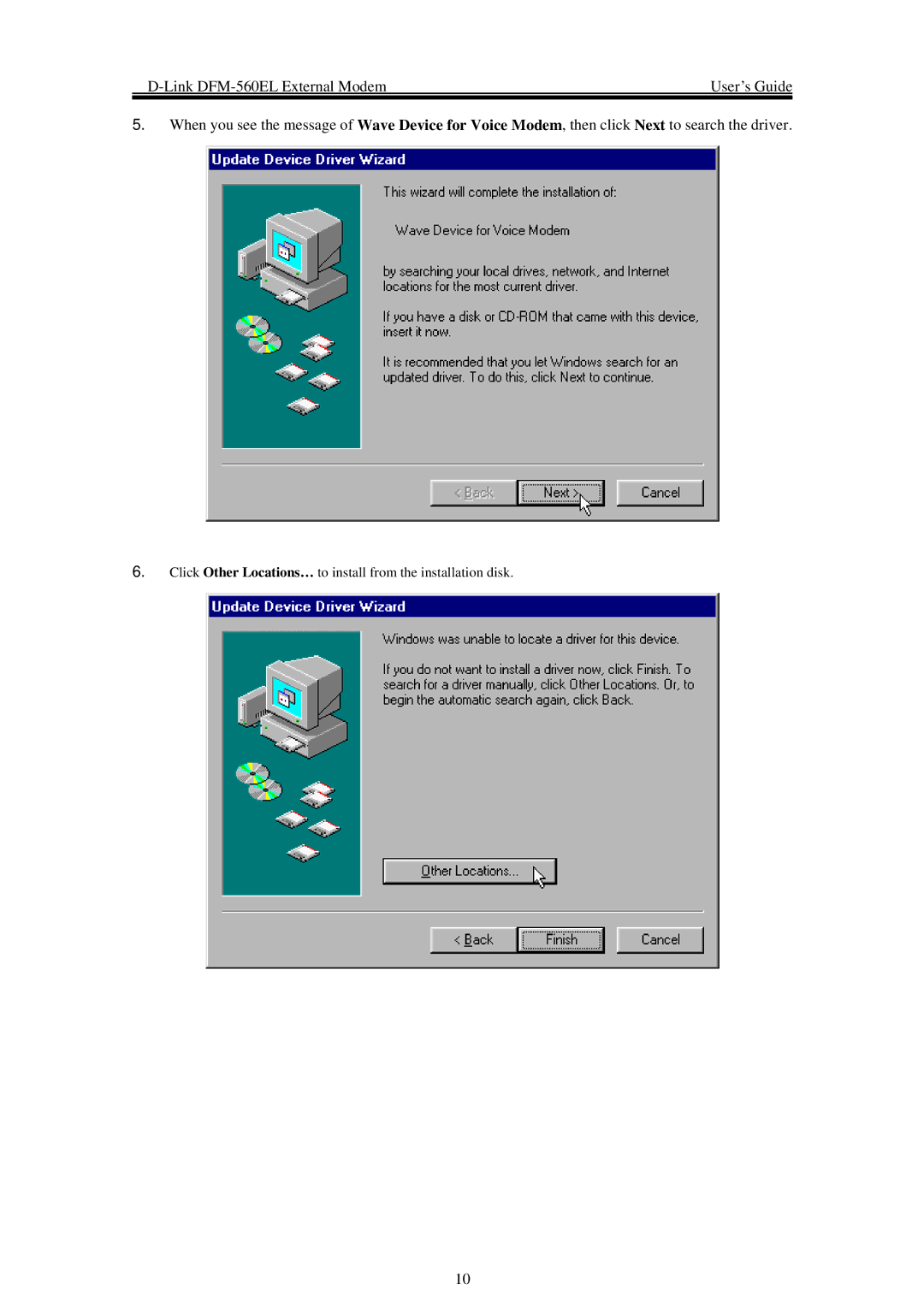 D-Link DFM-560EL manual Click Other Locations… to install from the installation disk 