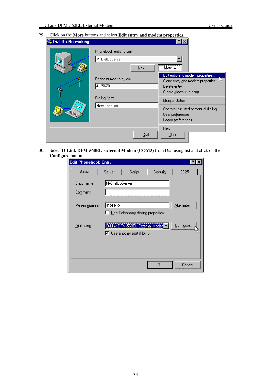 D-Link manual Link DFM-560EL External Modem User’s Guide 