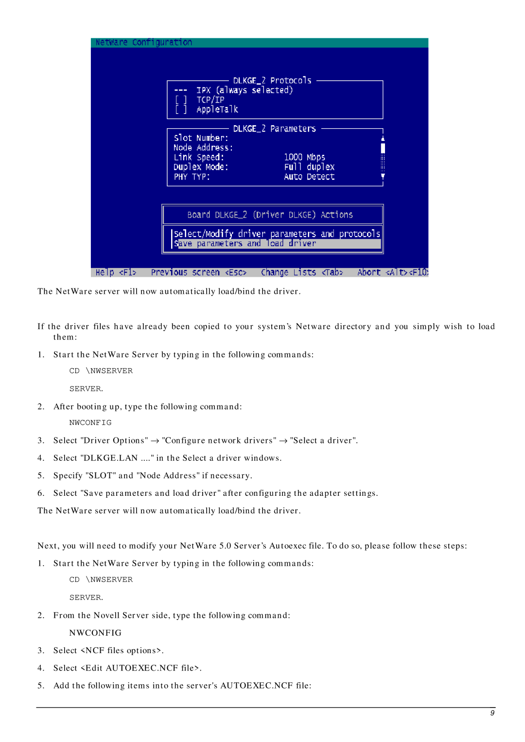 D-Link DGE-500SX manual Nwconfig 