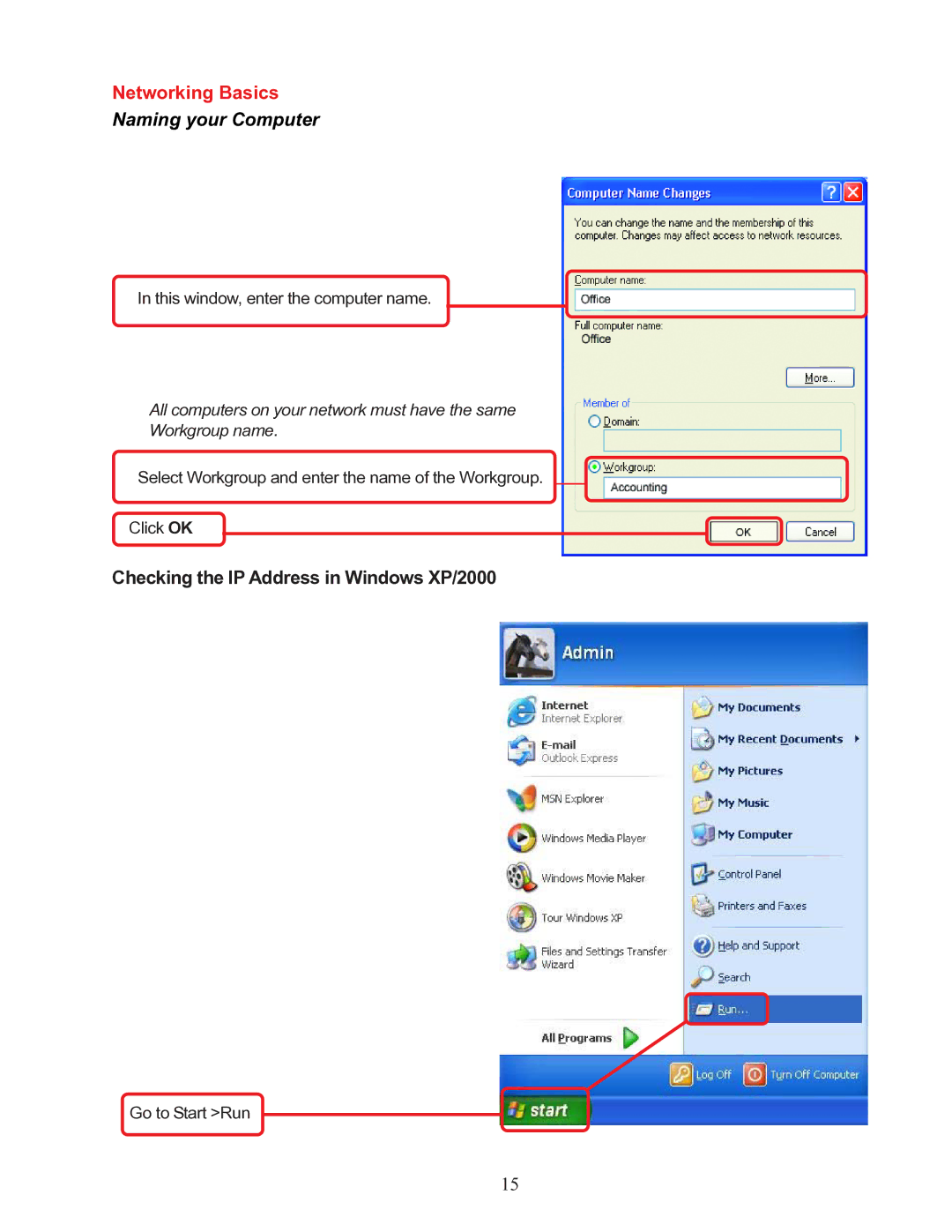 D-Link DGE-528T manual Checking the IP Address in Windows XP/2000 