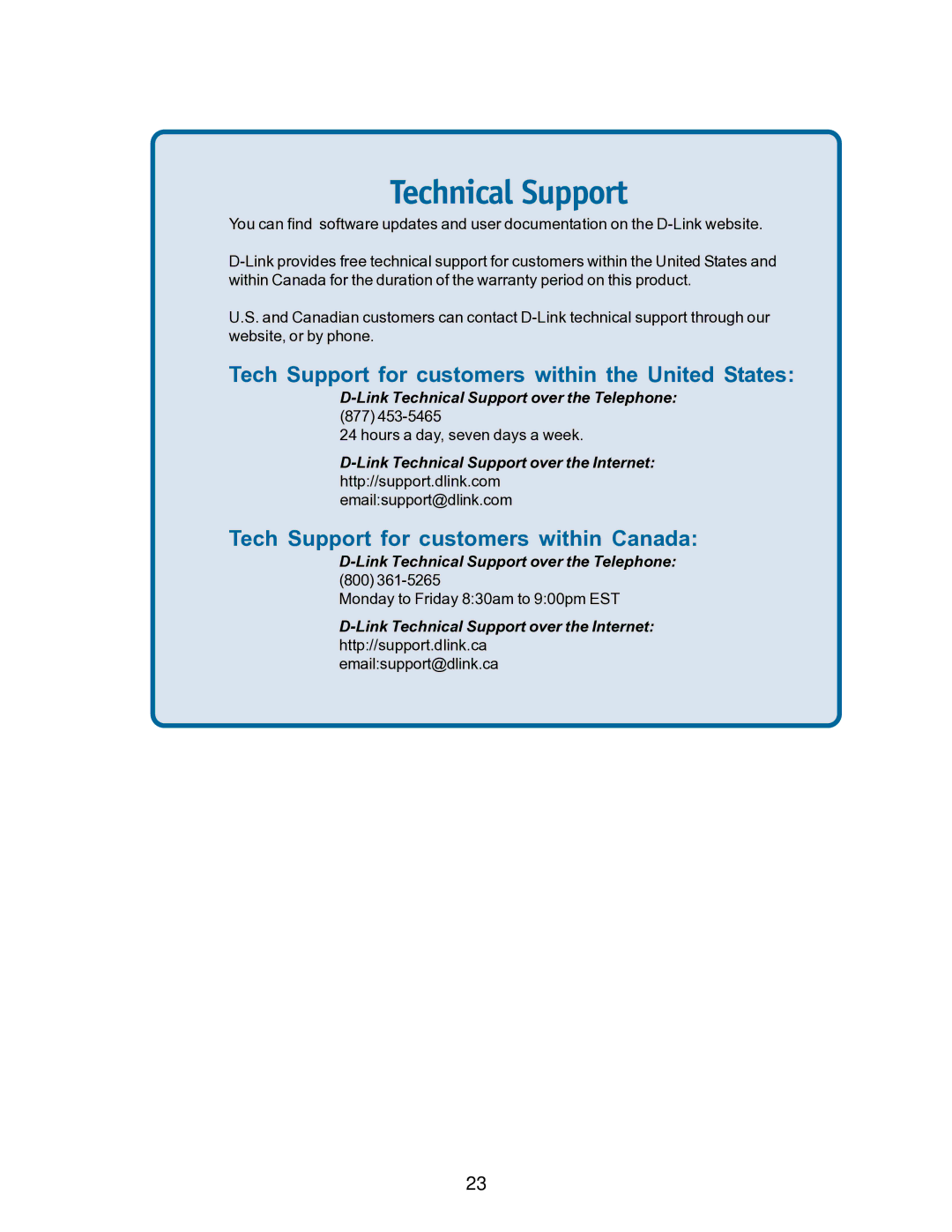 D-Link DGE-528T manual Technical Support 