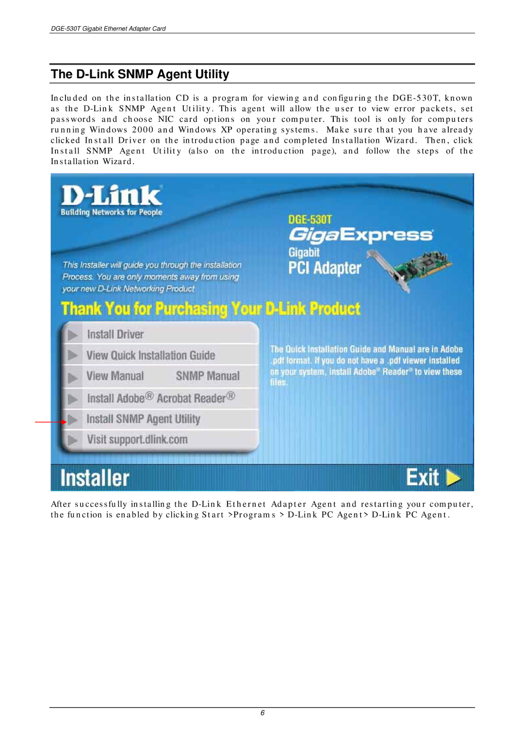 D-Link DGE-530T manual D-Link Snmp Agent Utility 