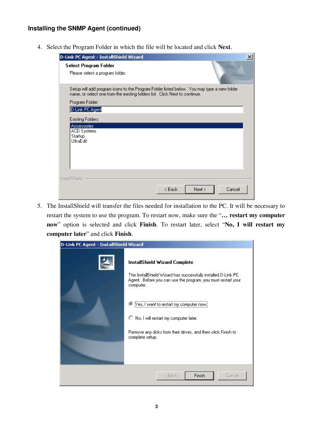 D-Link DGE-530T manual Installing the Snmp Agent 