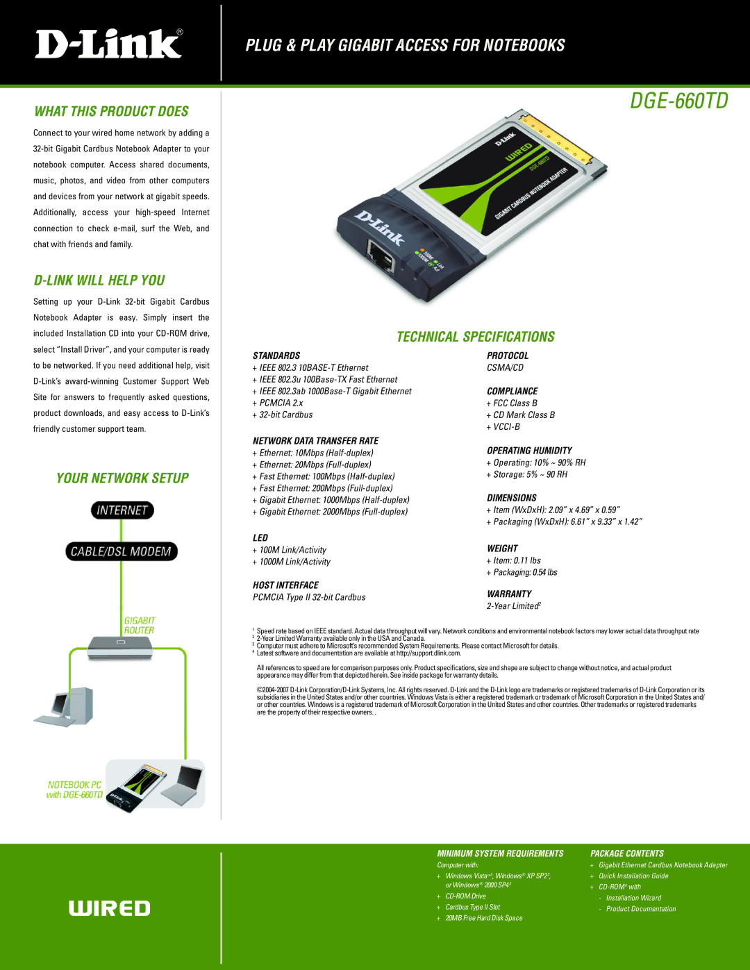 D-Link DGE-660TD manual What this Product does, Link will Help YOU, Technical Specifications, Your Network Setup 