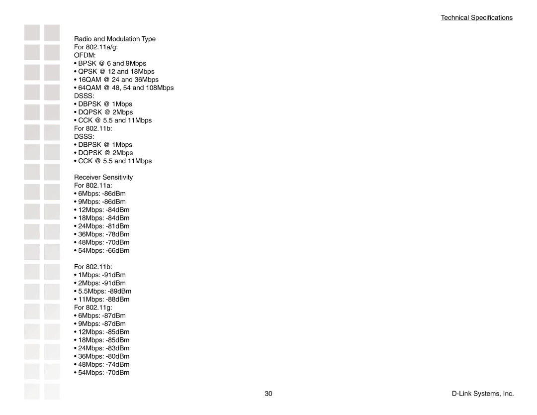 D-Link DGL-3420 manual Ofdm 