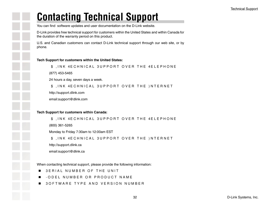 D-Link DGL-3420 manual Contacting Technical Support, Tech Support for customers within the United States 