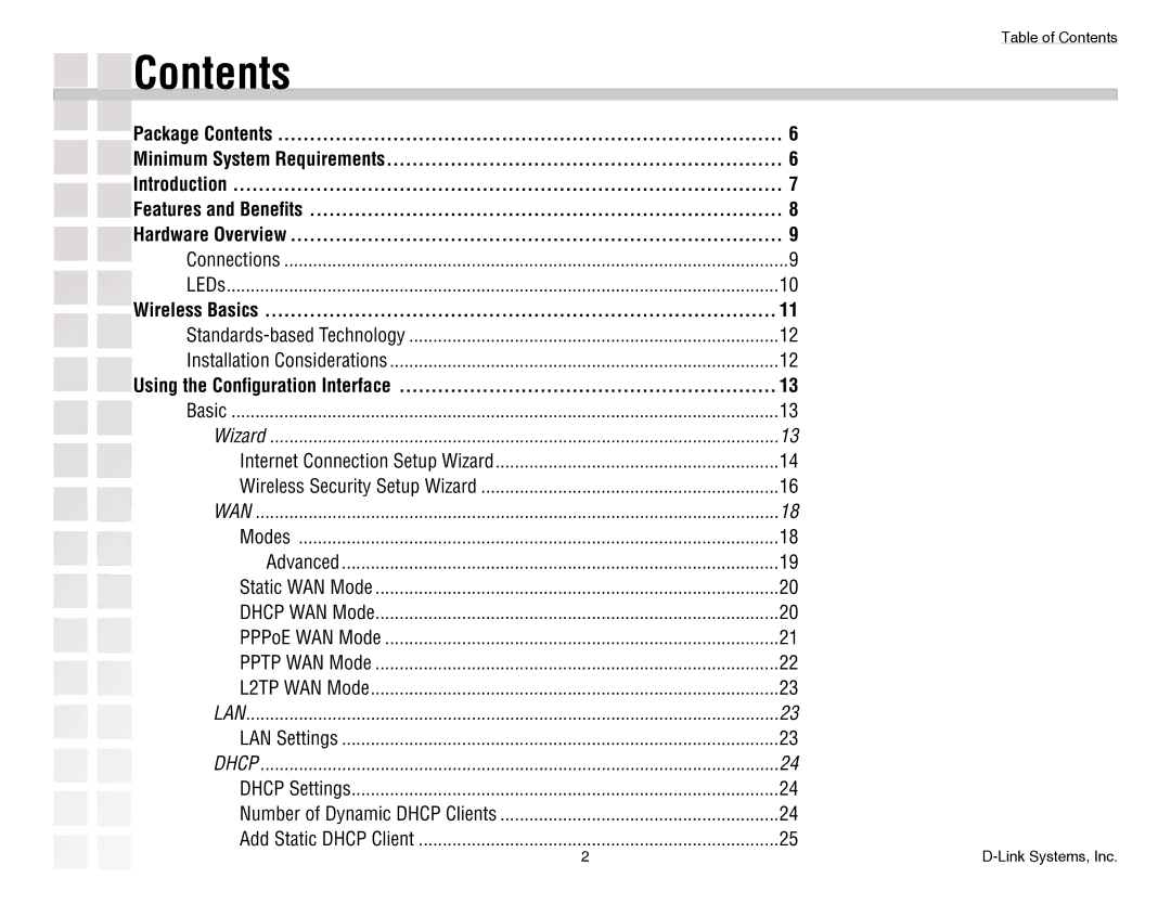 D-Link DGL-4300 manual Contents 