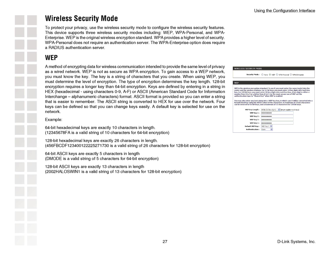 D-Link DGL-4300 manual Wireless Security Mode, Wep 