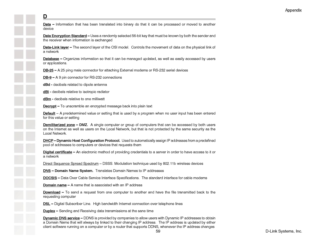 D-Link DGL-4300 manual Appendix 