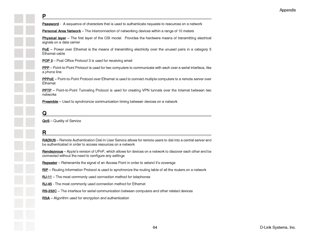 D-Link DGL-4300 manual Appendix 