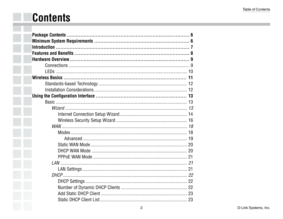 D-Link DGL-4300 manual Contents 