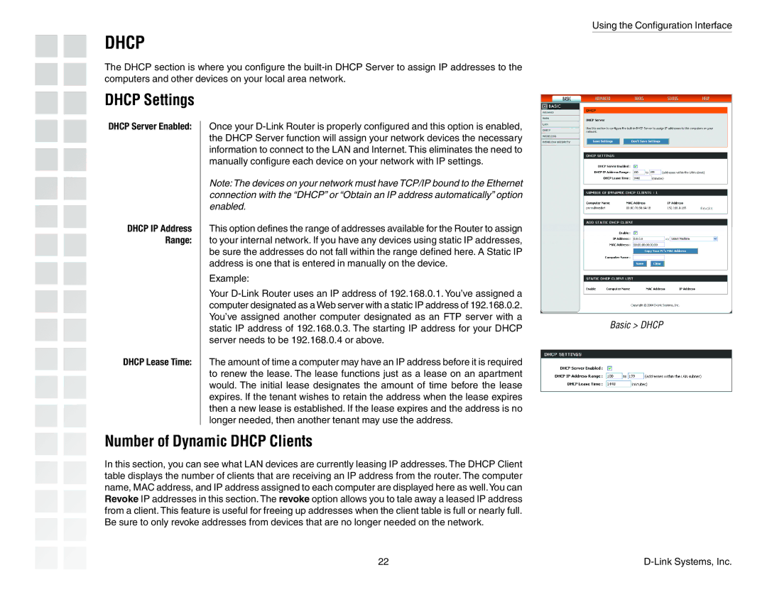 D-Link DGL-4300 manual Number of Dynamic Dhcp Clients, Dhcp IP Address Range Dhcp Lease Time 