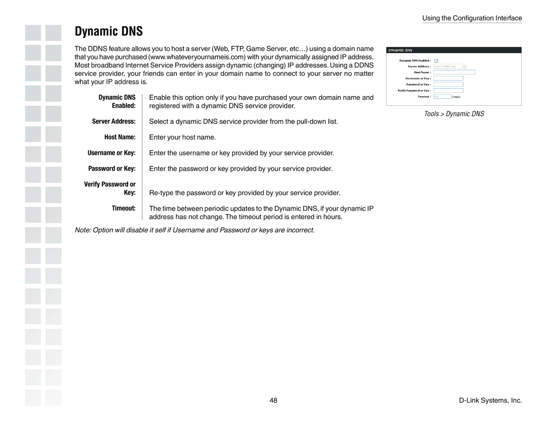 D-Link DGL-4300 manual Tools Dynamic DNS 