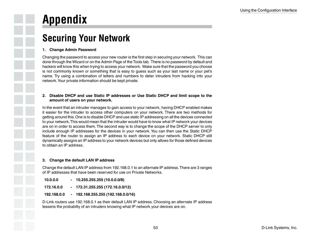 D-Link DGL-4300 manual Appendix, Securing Your Network 