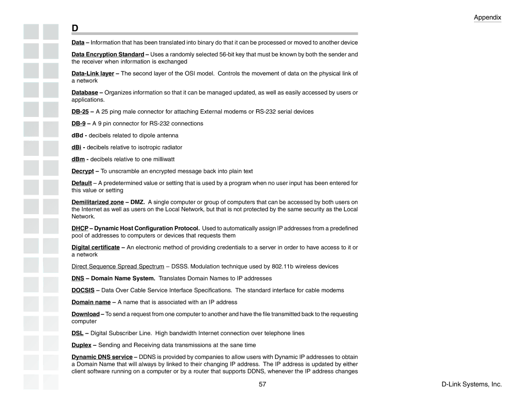 D-Link DGL-4300 manual Appendix 