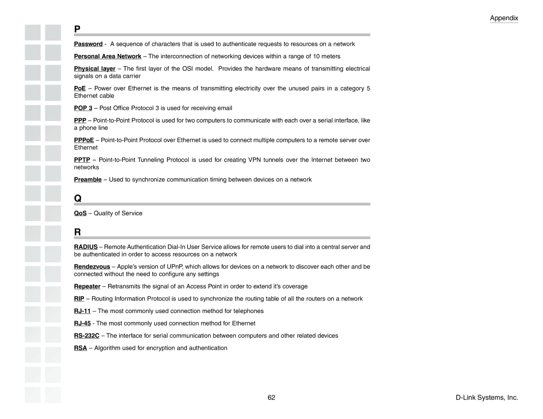 D-Link DGL-4300 manual Appendix 