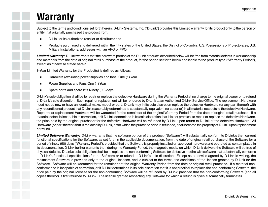 D-Link DGL-4300 manual Warranty 