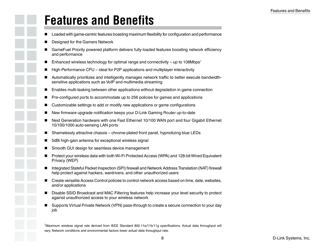 D-Link DGL-4300 manual Features and Benefits 