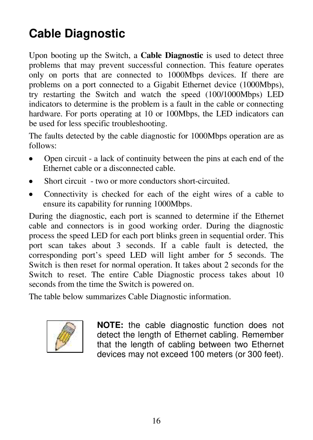 D-Link DGS-1024D, DGS-1016D manual Cable Diagnostic 