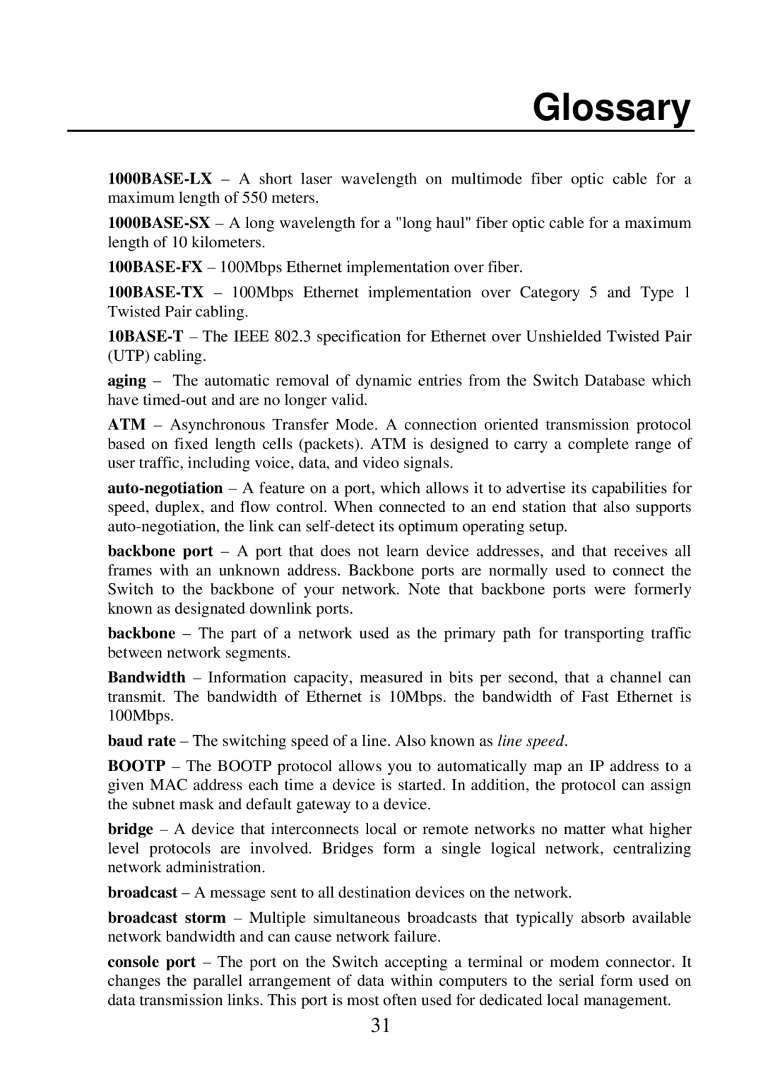 D-Link DGS-1016D, DGS-1024D manual Glossary 