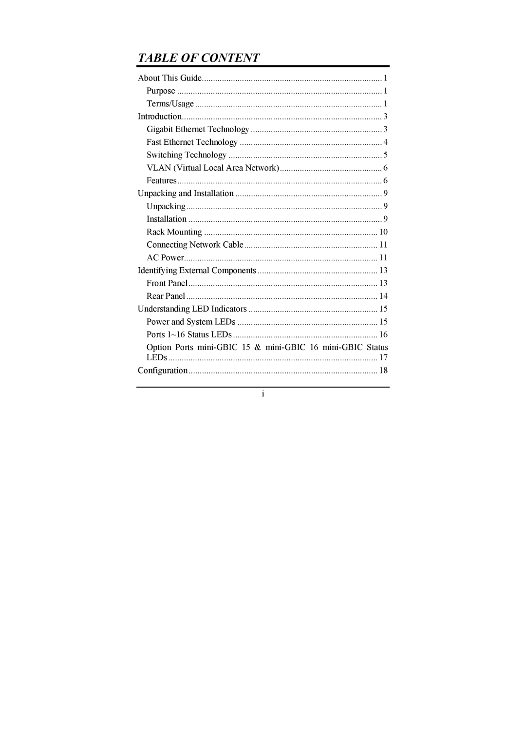 D-Link DGS-1216T manual Table of Content 