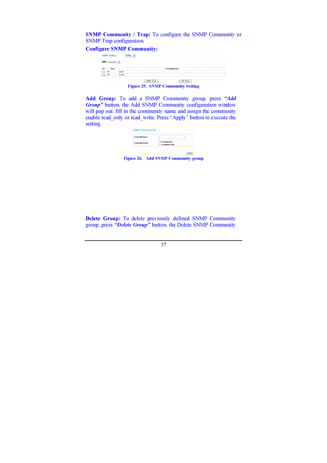 D-Link DGS-1224T manual Configure Snmp Community, Snmp Community Setting 