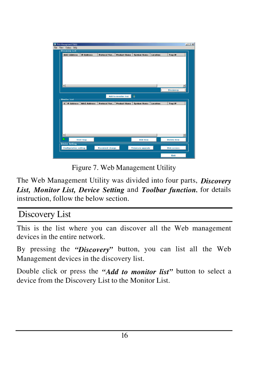 D-Link DGS-1224T manual Discovery List 