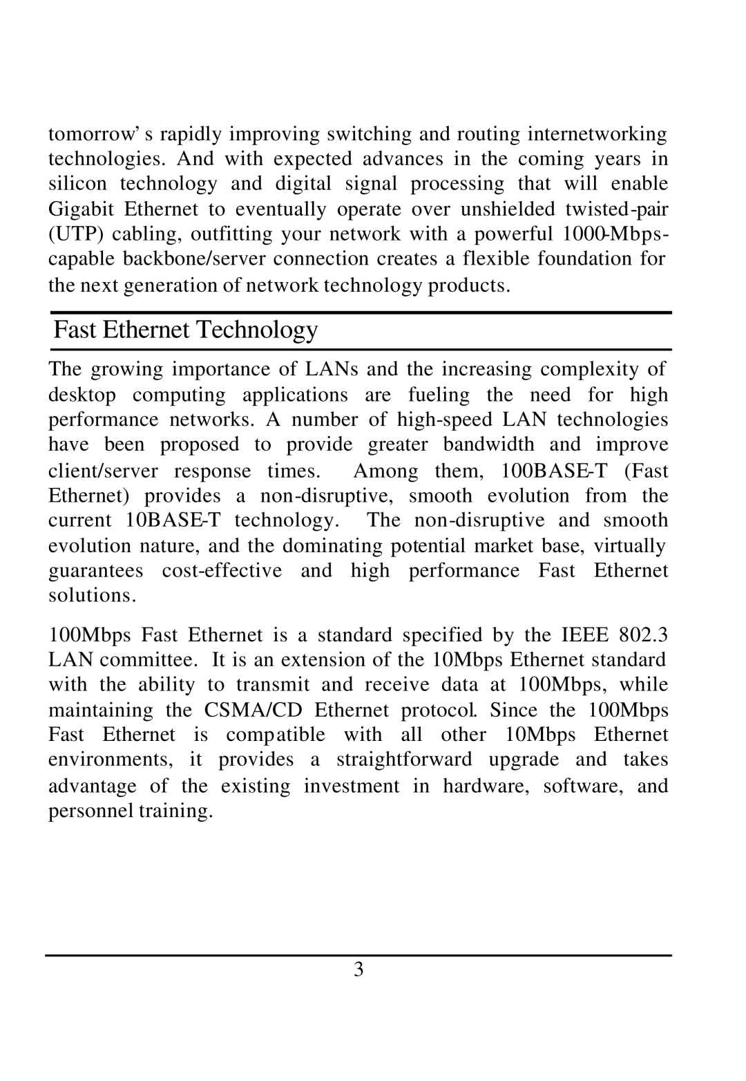 D-Link DGS-1224T manual Fast Ethernet Technology 