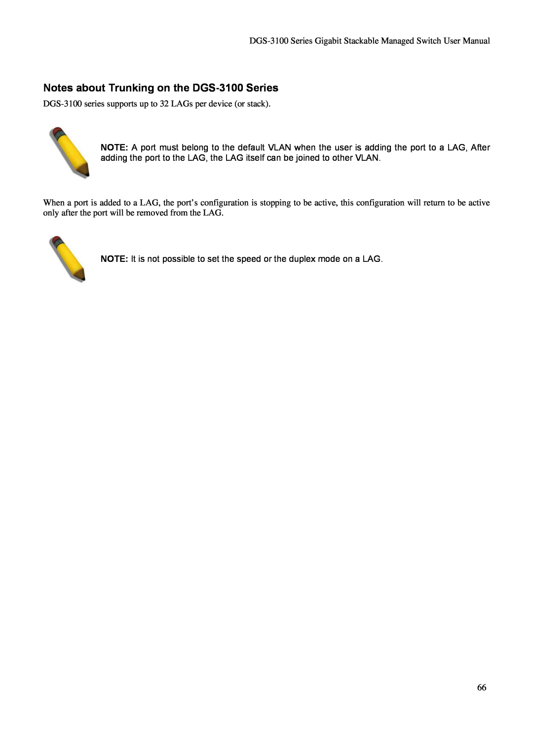 D-Link user manual Notes about Trunking on the DGS-3100 Series 