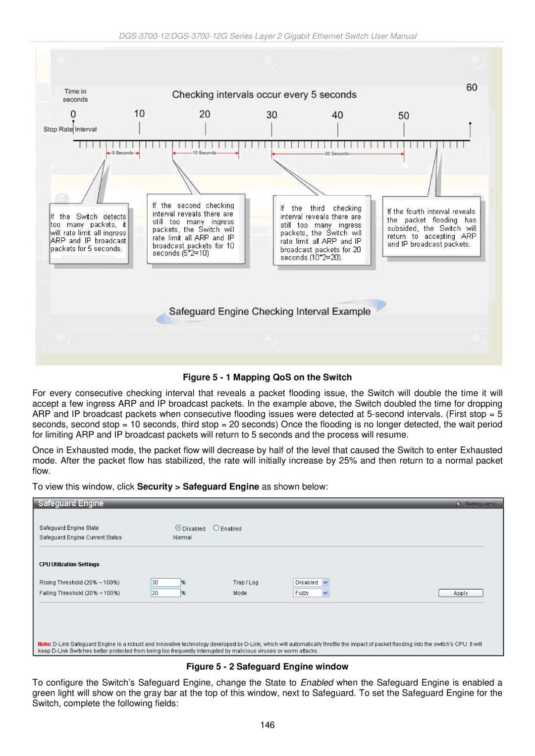 D-Link DGS-3700 user manual Safeguard Engine window 