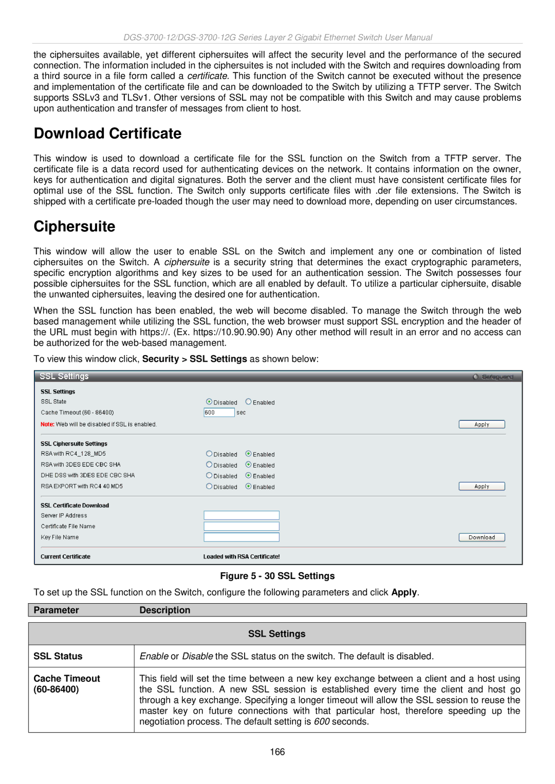 D-Link DGS-3700 user manual Download Certificate, Ciphersuite 