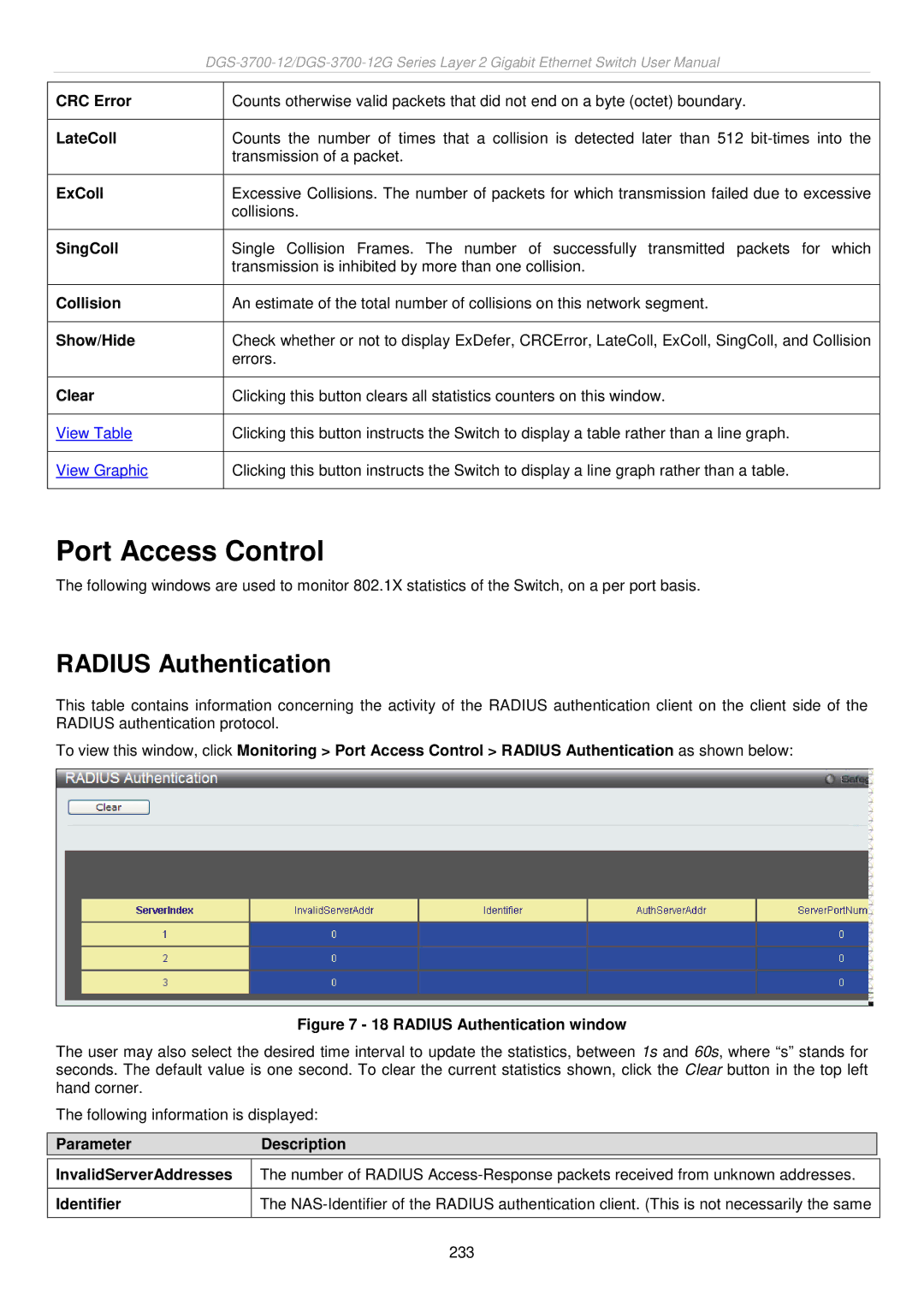 D-Link DGS-3700 user manual Port Access Control, Radius Authentication 