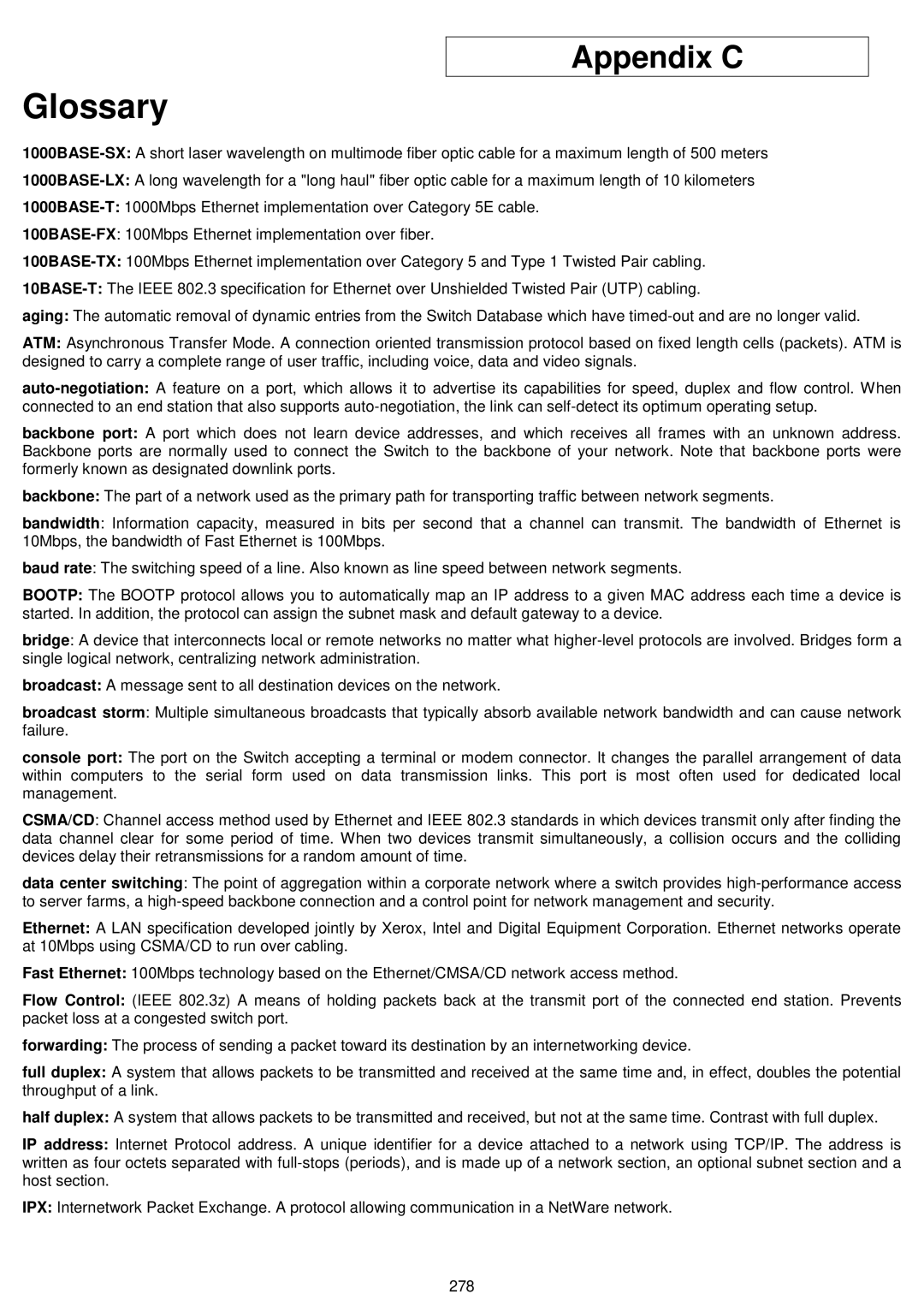 D-Link DGS-3700 user manual Glossary 