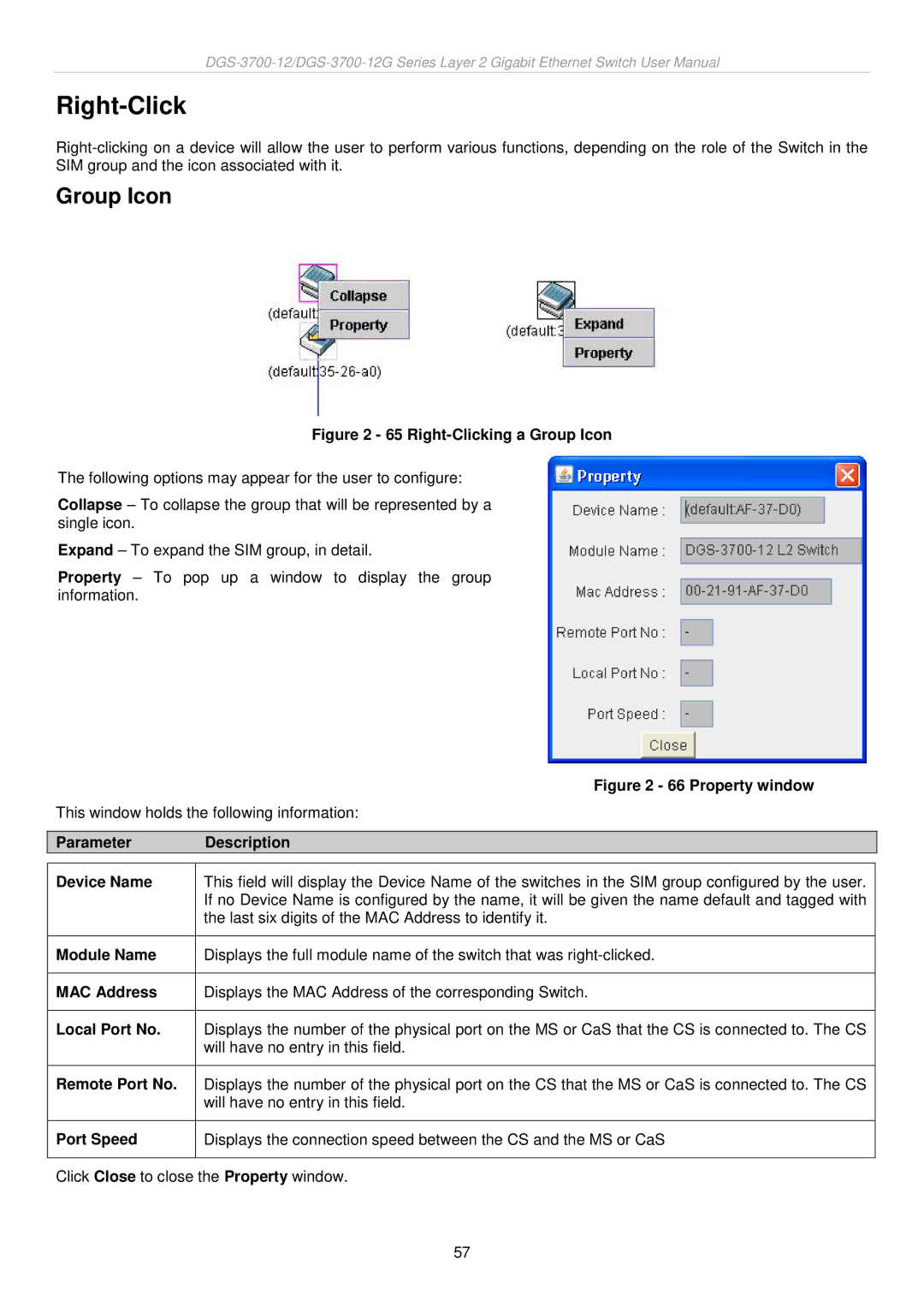 D-Link DGS-3700 user manual Right-Click, Group Icon 