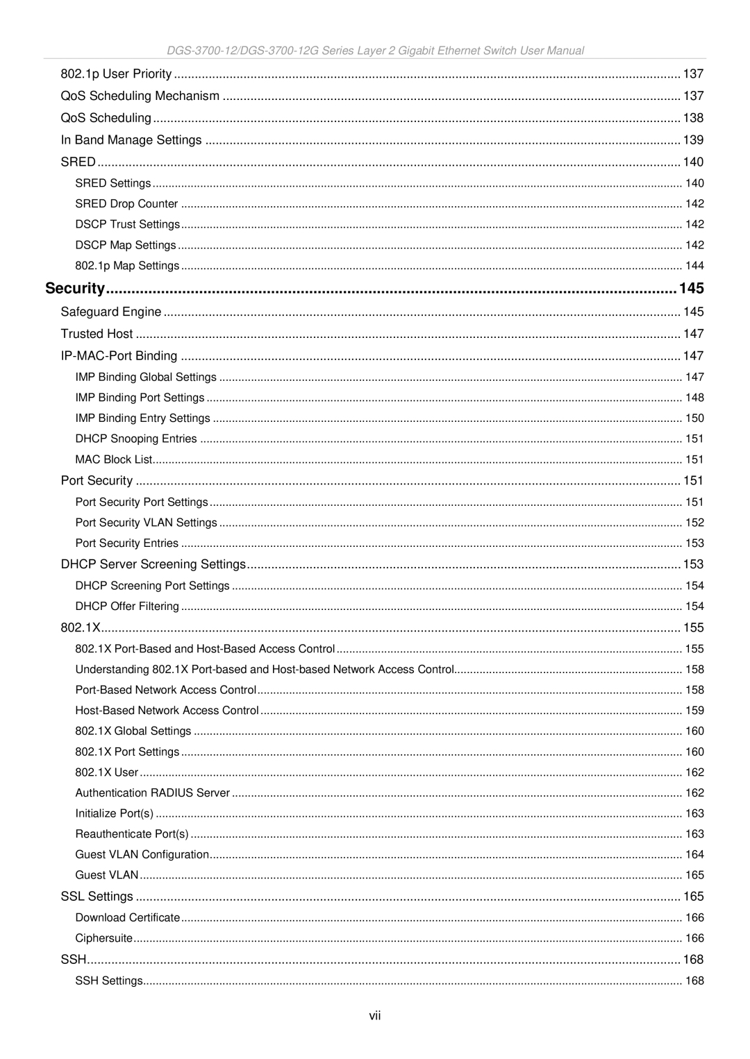 D-Link DGS-3700 user manual Security 