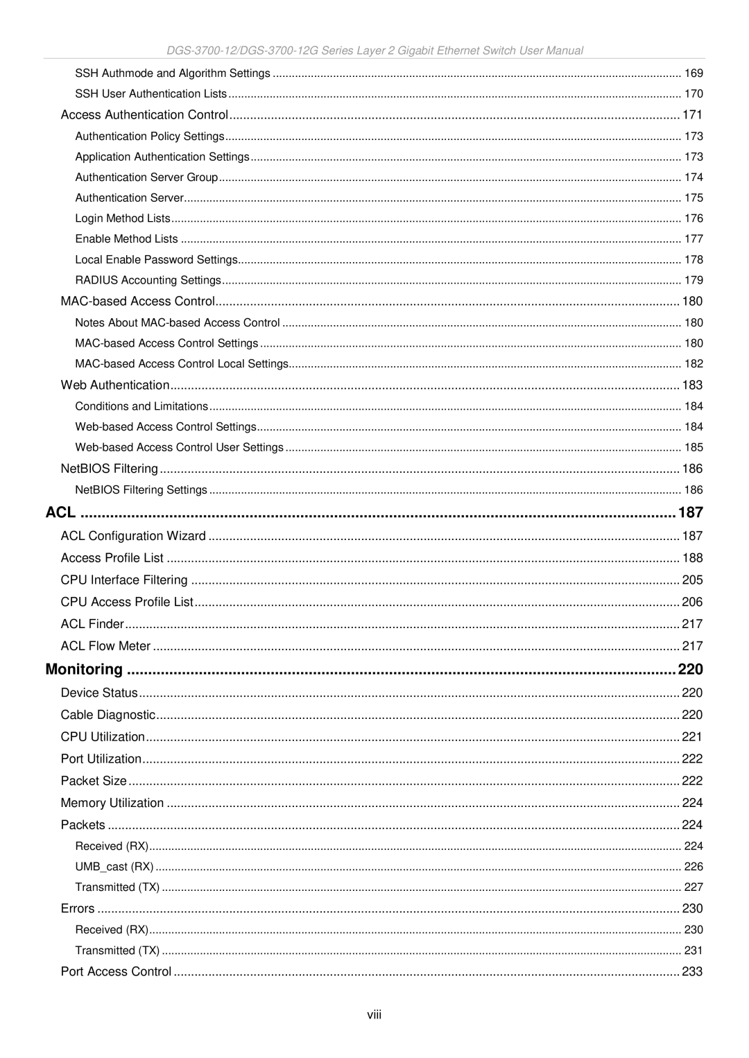 D-Link DGS-3700 user manual Acl 