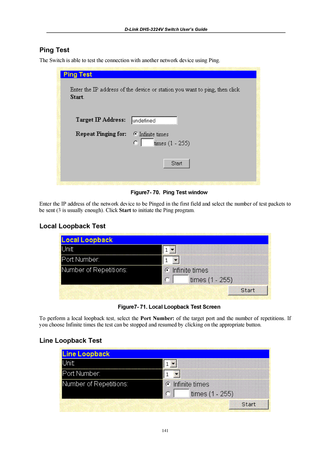 D-Link DHS-3224V manual Ping Test window 