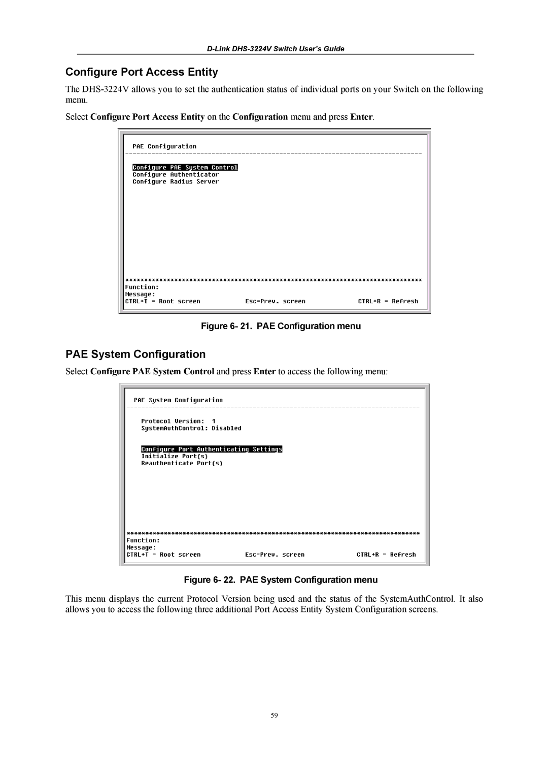 D-Link DHS-3224V manual Configure Port Access Entity, PAE System Configuration 