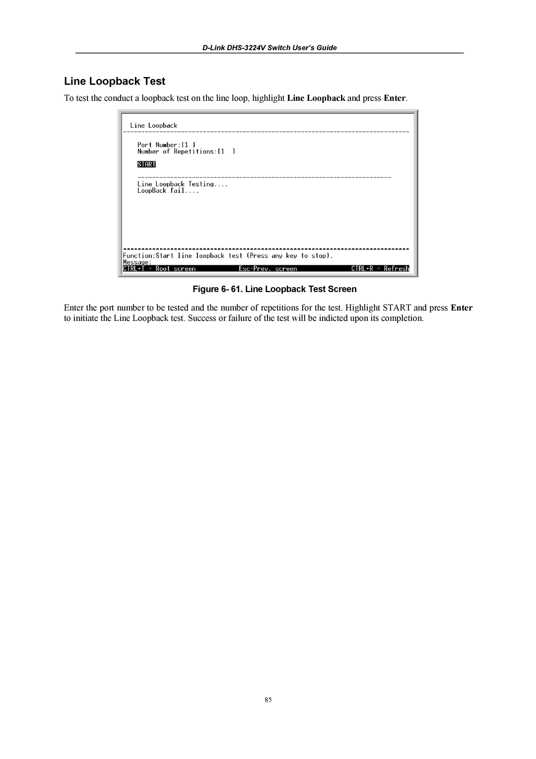 D-Link DHS-3224V manual Line Loopback Test Screen 