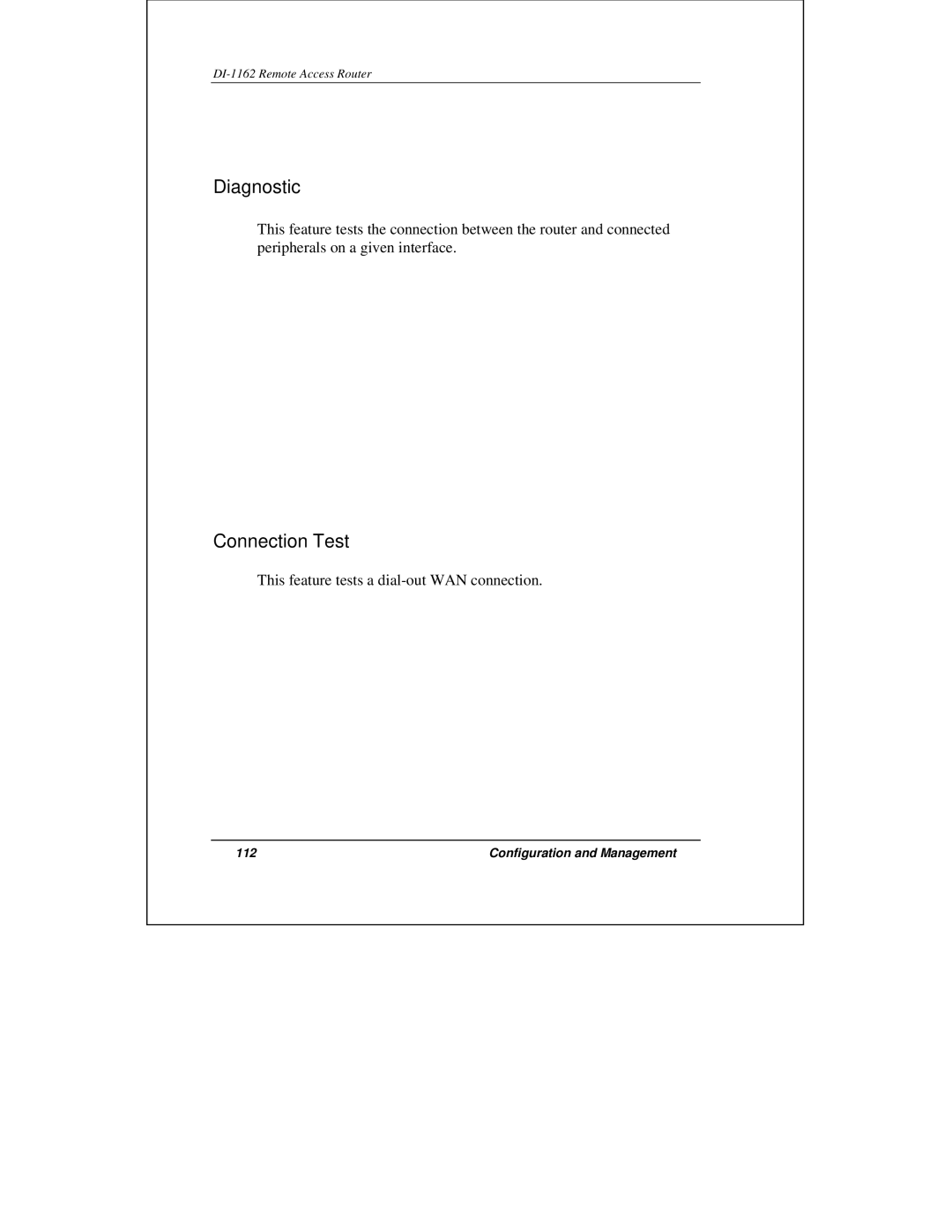 D-Link DI-1162 manual Diagnostic, Connection Test 