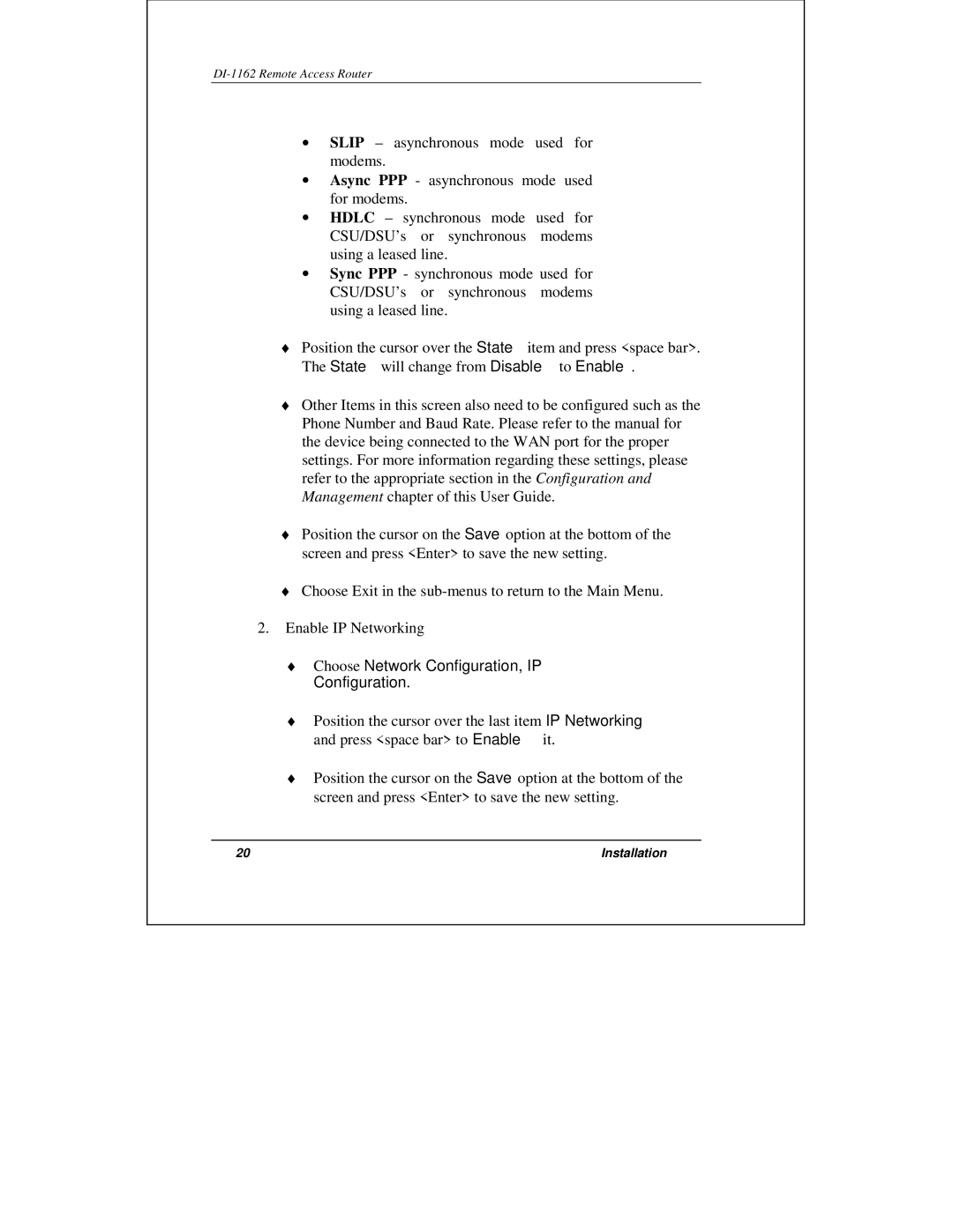 D-Link DI-1162 manual Choose Network Configuration, IP Configuration 