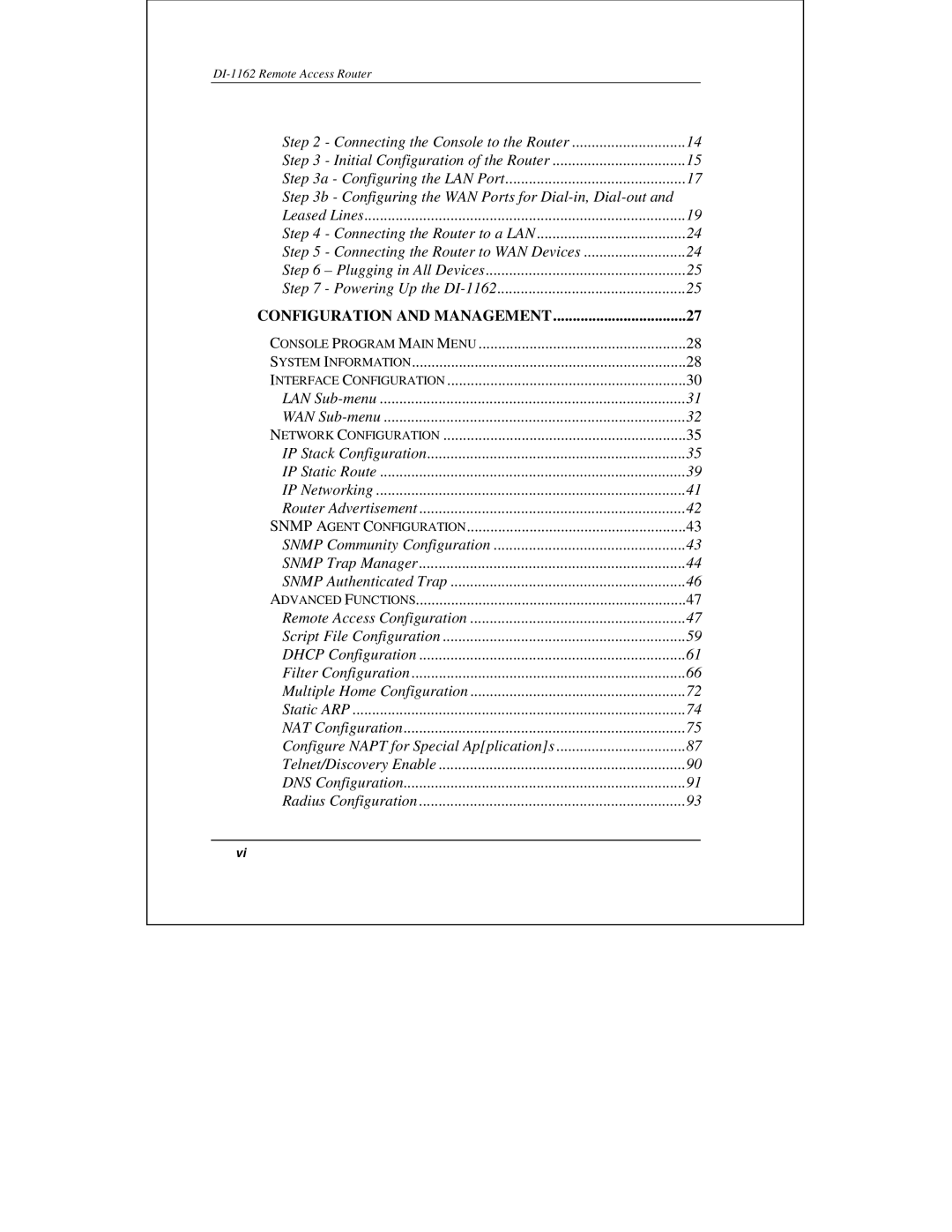 D-Link DI-1162 manual Configuration and Management 