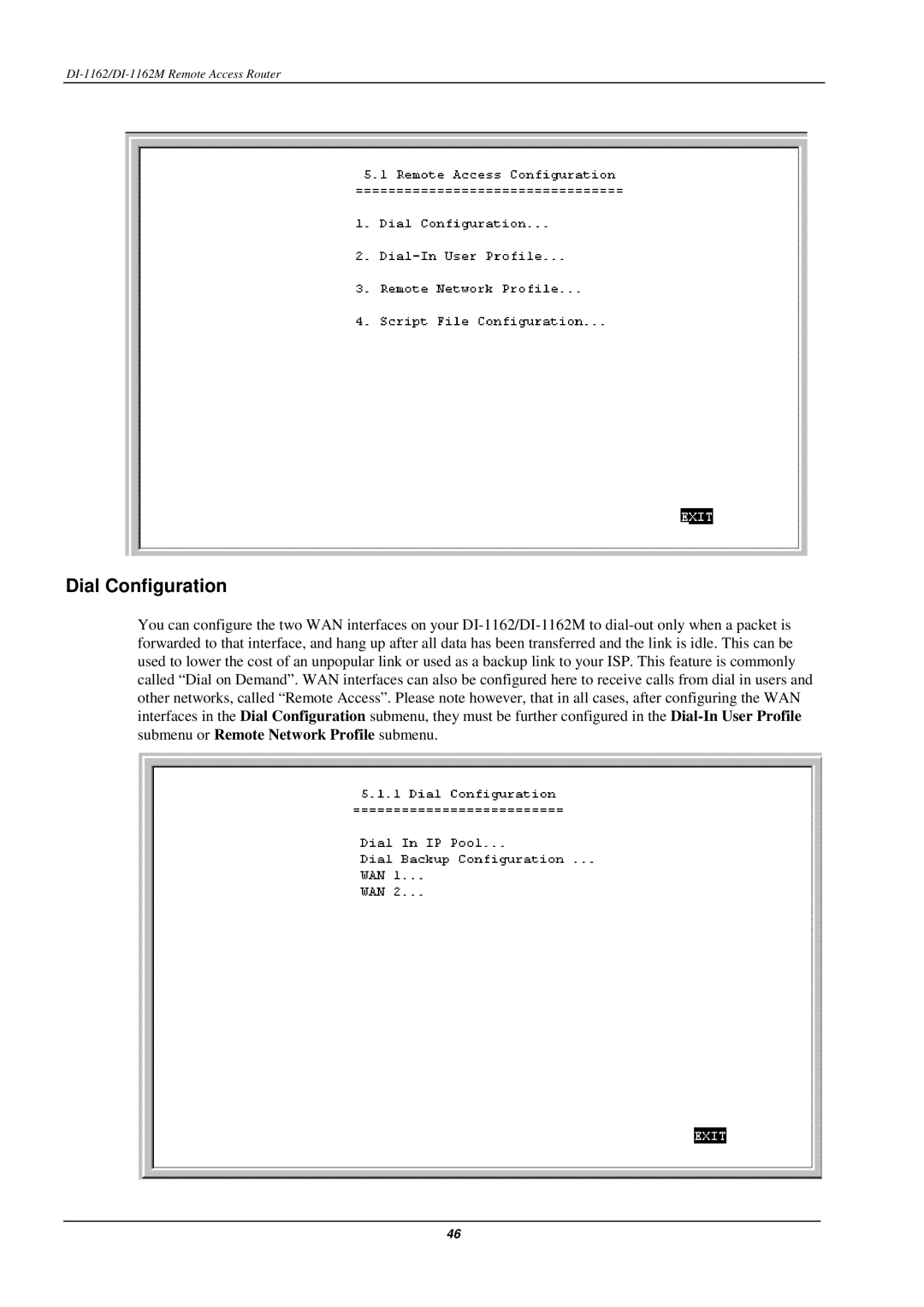 D-Link DI-1162M manual Dial Configuration 