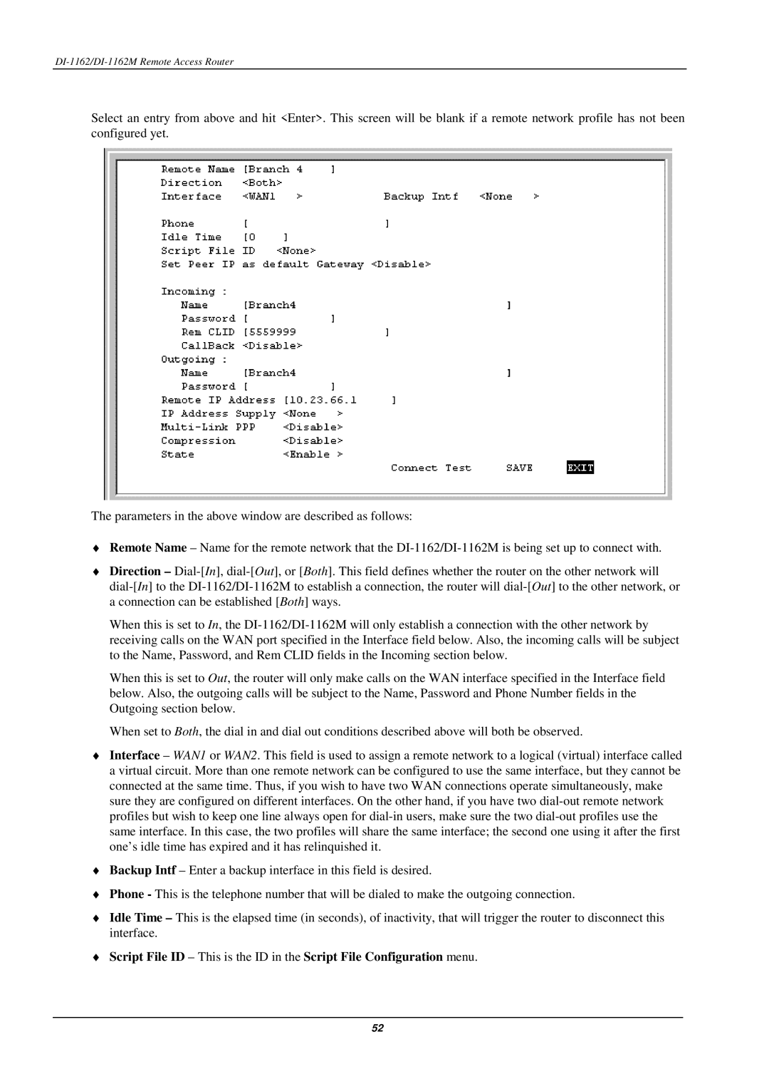 D-Link manual DI-1162/DI-1162M Remote Access Router 