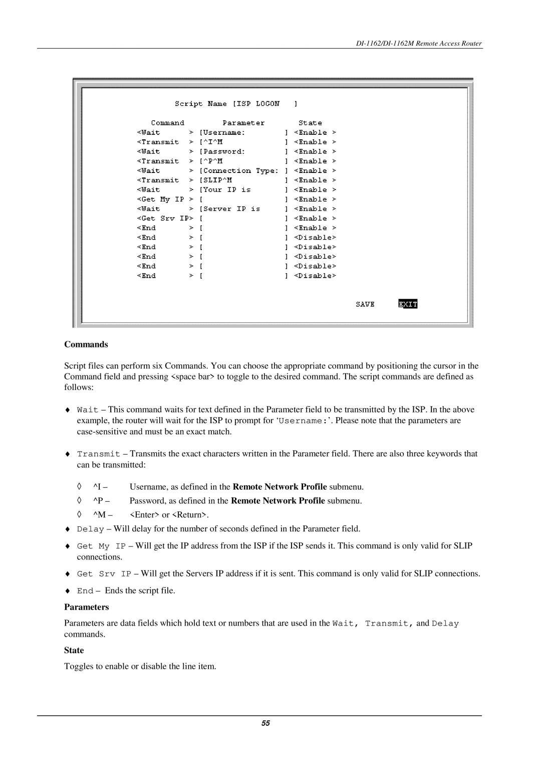 D-Link DI-1162M manual State 