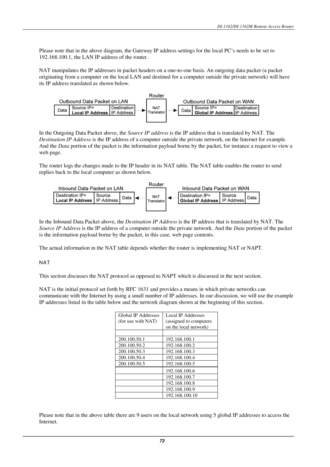 D-Link DI-1162M manual Nat 