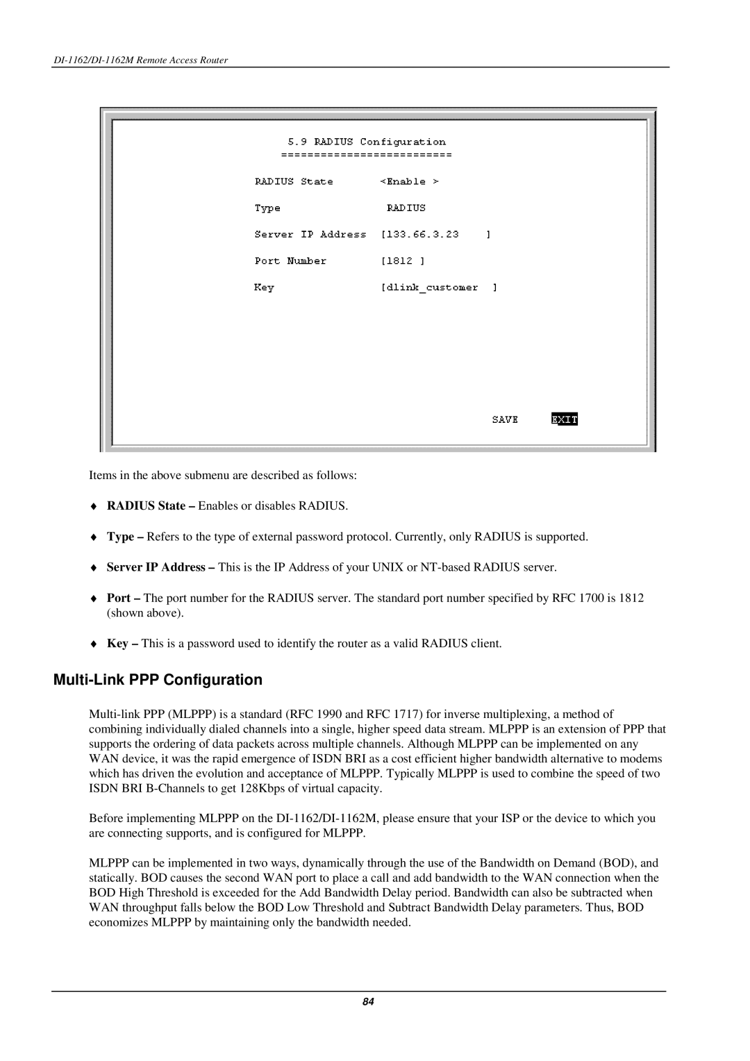 D-Link DI-1162M manual Multi-Link PPP Configuration 